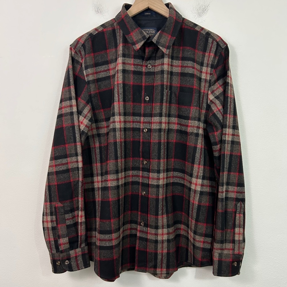 Pendleton Mens Lodge Wool Button Up Plaid Shirt Size Large